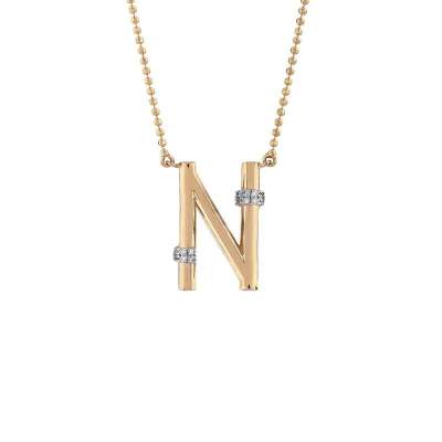 Pırlantalı N Harf Kolye - 1