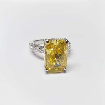 Pırlantalı Sitrin Taşlı Yüzük - ENGİNGOLD KYR