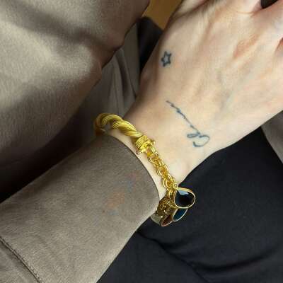 22 Ayar Altın Renkli Bileklik – Damla Taşlı Tasarım - 2