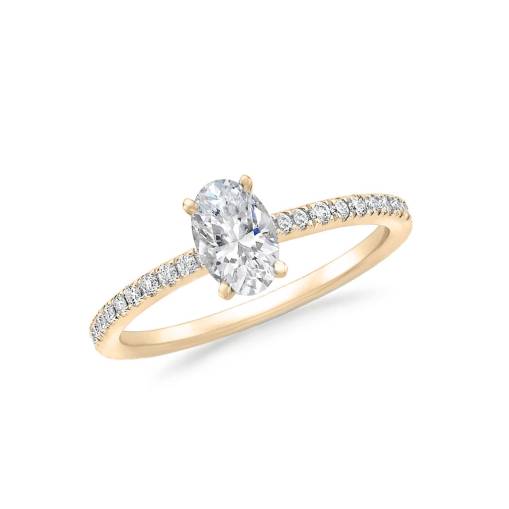 Rose Altın Oval Tektaş Yüzük 14k - 1