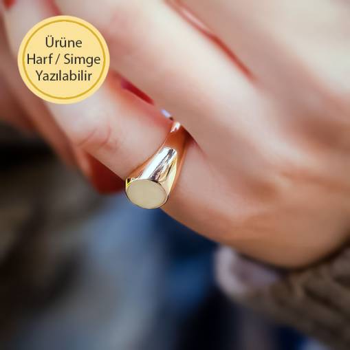 Sade Altın Kadın Şovalye 14k Yüzük - 2