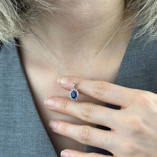 Safir Taşlı Pırlanta Kolye – Sevgililer Günü Özel Tasarım - 4