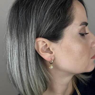 14 Ayar Altın Sallantılı Küpe – Kalemli Yaprak Zirkon Taşlı - ENGİNGOLD CH