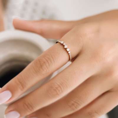 Sırataşlı Pırlanta Eklem Yüzük - 5