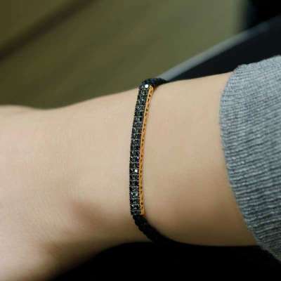 0.70 Ct Siyah Pırlantalı Örgü Bileklik - ENGİNGOLD MDL