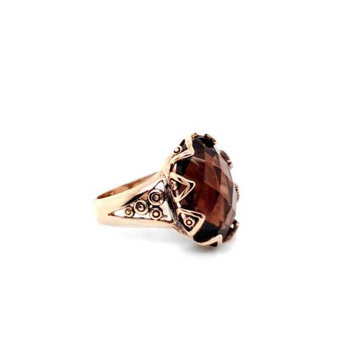 Smoky Quartz Taşlı Yüzük 14k Altın - 1