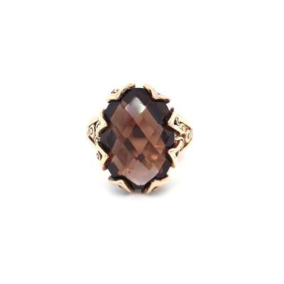 Smoky Quartz Taşlı Yüzük 14k Altın - 2
