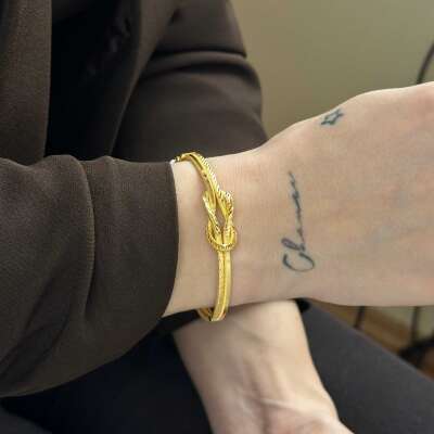 22 Ayar Altın Aşk Düğümü Kelepçe – Zarif ve Minimal Tasarım - 3