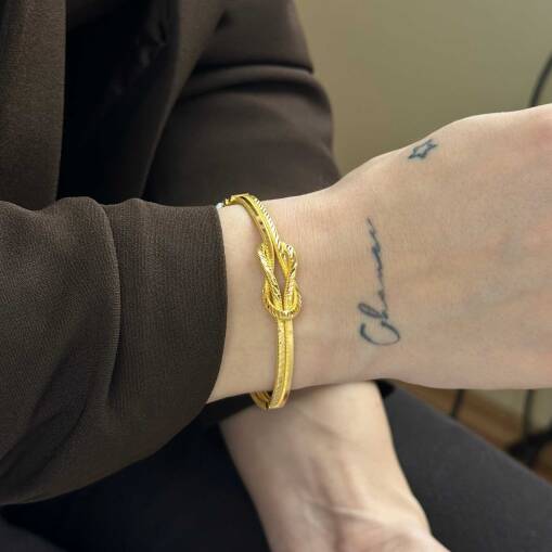 22 Ayar Altın Aşk Düğümü Kelepçe – Zarif ve Minimal Tasarım - 3