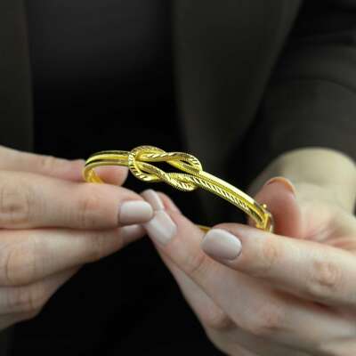 22 Ayar Altın Aşk Düğümü Kelepçe – Zarif ve Minimal Tasarım - 2