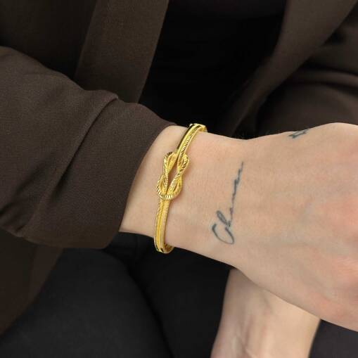 22 Ayar Altın Aşk Düğümü Kelepçe – Zarif ve Minimal Tasarım - 6