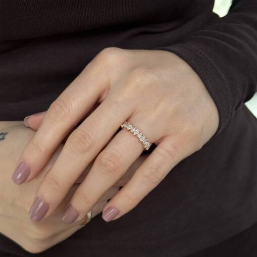 Star Markiz Damla Pırlanta Yüzük Rose Gold - 2