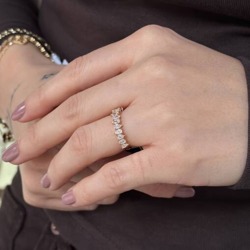 Star Markiz Damla Pırlanta Yüzük Rose Gold - 4