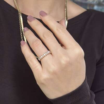 Star Markiz Damla Pırlanta Yüzük Rose Gold - ENGİNGOLD STR