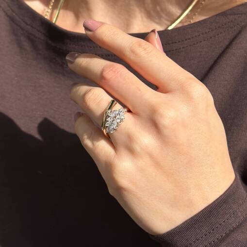 Star Markiz Kesim Pırlanta Yaprak Yüzük Rose Gold - 2