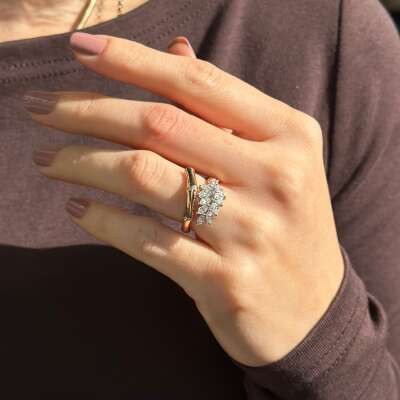 Star Markiz Kesim Pırlanta Yaprak Yüzük Rose Gold - 3