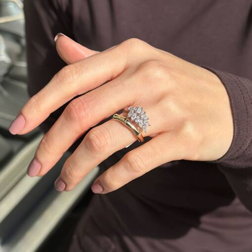 Star Markiz Kesim Pırlanta Yaprak Yüzük Rose Gold - 1