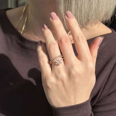 Star Pırlanta Çiçek Yüzük Rose Gold – Özel Model - ENGİNGOLD STR