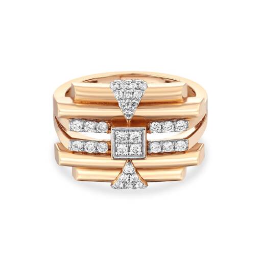 Star Pırlanta Tasarım Yüzük Rose Altın - 4