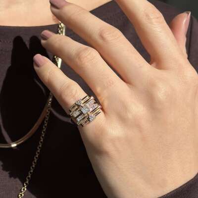 Star Pırlanta Tasarım Yüzük Rose Altın - 2