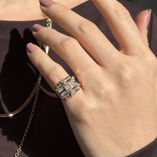 Star Pırlanta Tasarım Yüzük Rose Altın - 2