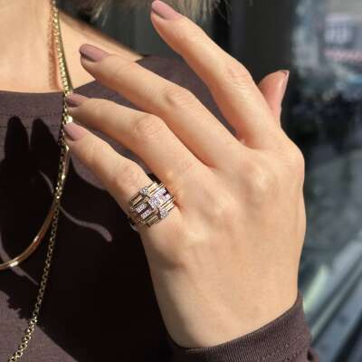 Star Pırlanta Tasarım Yüzük Rose Altın - 3