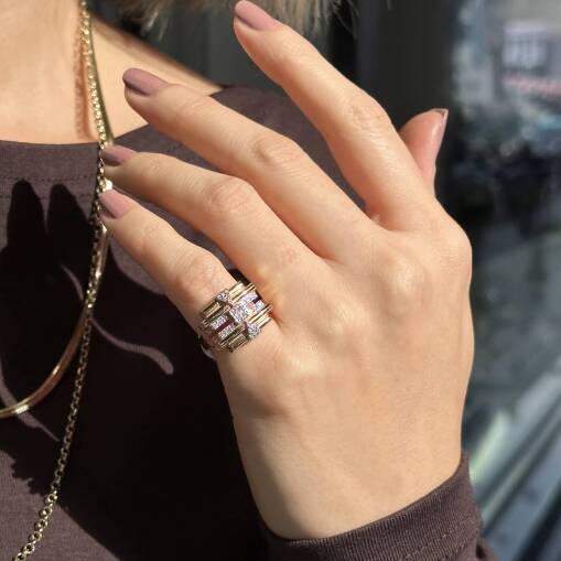 Star Pırlanta Tasarım Yüzük Rose Altın - 3