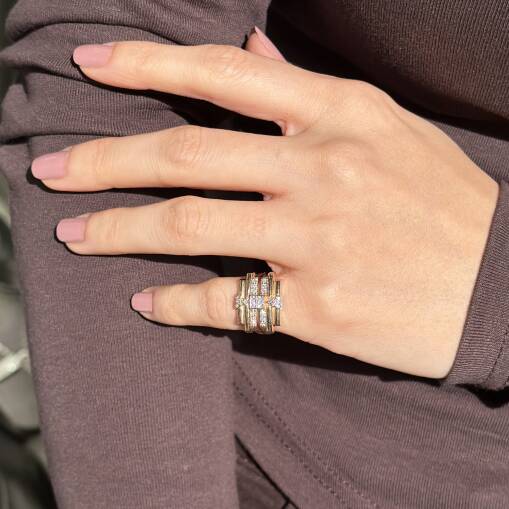 Star Pırlanta Tasarım Yüzük Rose Altın - 1