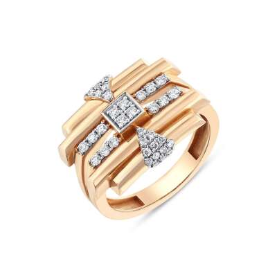 Star Pırlanta Tasarım Yüzük Rose Altın - 5