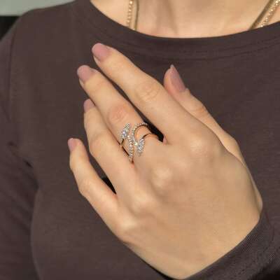 Star Tasarım Pırlanta Yüzük Rose Gold - 3