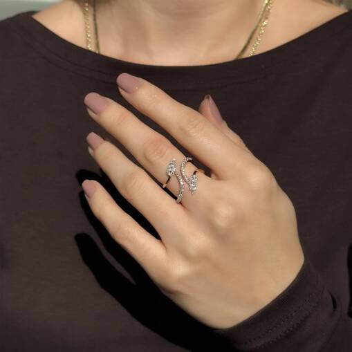 Star Tasarım Pırlanta Yüzük Rose Gold - 4