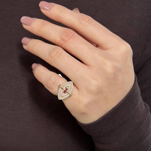 Star Yakut Taşlı Pırlanta Yüzük – Sevgililer Günü Hediyesi - 1