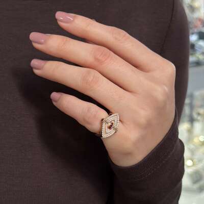 Star Yakut Taşlı Pırlanta Yüzük – Sevgililer Günü Hediyesi - 4