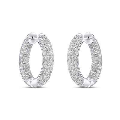 Tamtur Pırlanta Oval Halka Küpe - 2