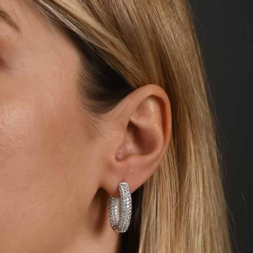 Tamtur Pırlanta Oval Halka Küpe - 3