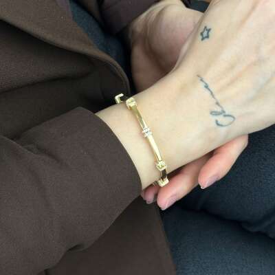 14 Ayar Altın Taşlı Bileklik – Baget Detaylı Tasarım - 2