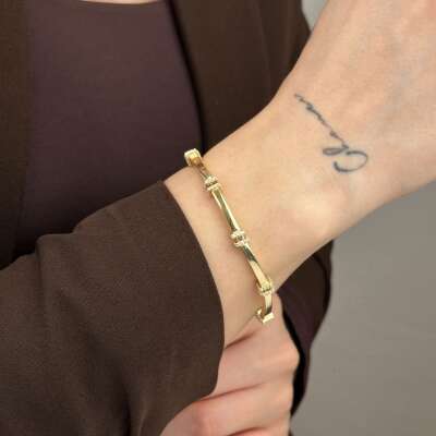 14 Ayar Altın Taşlı Bileklik – Baget Detaylı Tasarım - 3