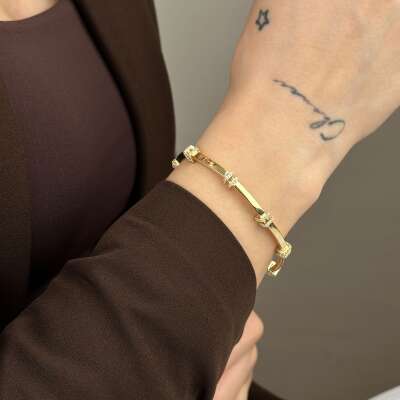 14 Ayar Altın Taşlı Bileklik – Baget Detaylı Tasarım - 4