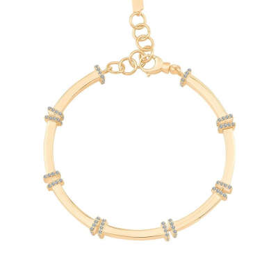 14 Ayar Altın Taşlı Bileklik – Baget Detaylı Tasarım - ENGİNGOLD EMA