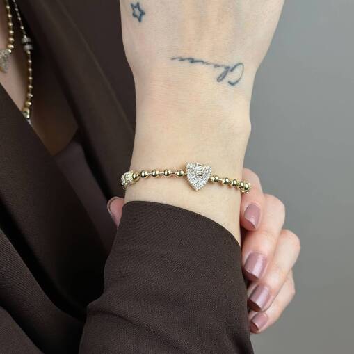 14 Ayar Altın Baget Taşlı Bileklik – Zarif Tasarım - 1