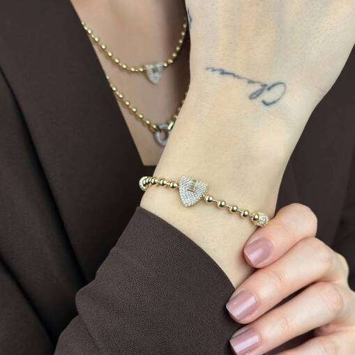 14 Ayar Altın Baget Taşlı Bileklik – Zarif Tasarım - 3