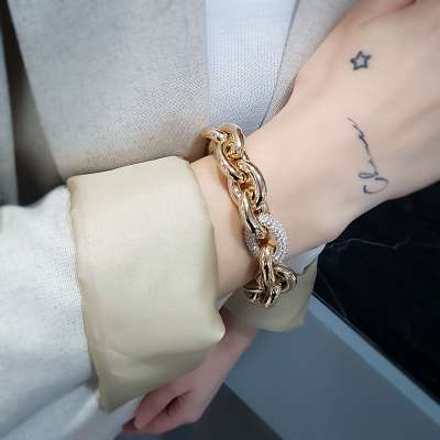 Taşlı Halka Zincir Bileklik 14k Altın - ENGİNGOLD TUA