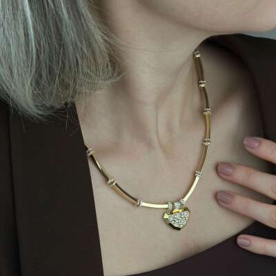 14 Ayar Altın Taşlı Kolye – Baget | 27.48 gr - ENGİNGOLD EMA