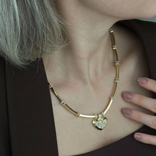 14 Ayar Altın Taşlı Kolye – Baget | 27.48 gr - 1