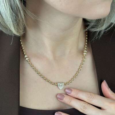 14 Ayar Altın Taşlı Kolye – Baget ve Zarif Tasarım - 3