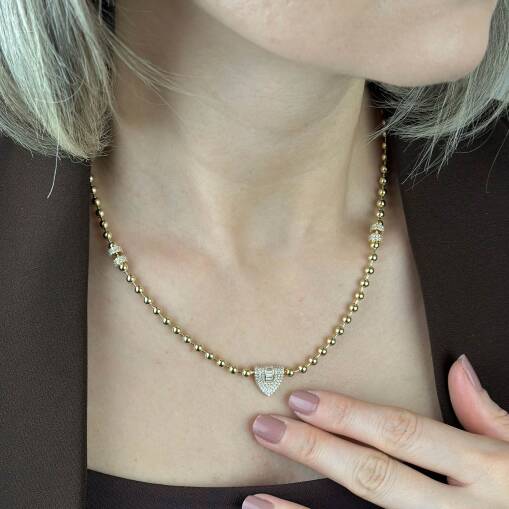 14 Ayar Altın Taşlı Kolye – Baget ve Zarif Tasarım - 3