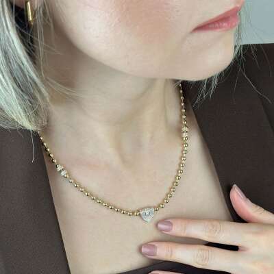 14 Ayar Altın Taşlı Kolye – Baget ve Zarif Tasarım - 4