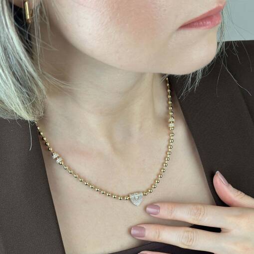 14 Ayar Altın Taşlı Kolye – Baget ve Zarif Tasarım - 4