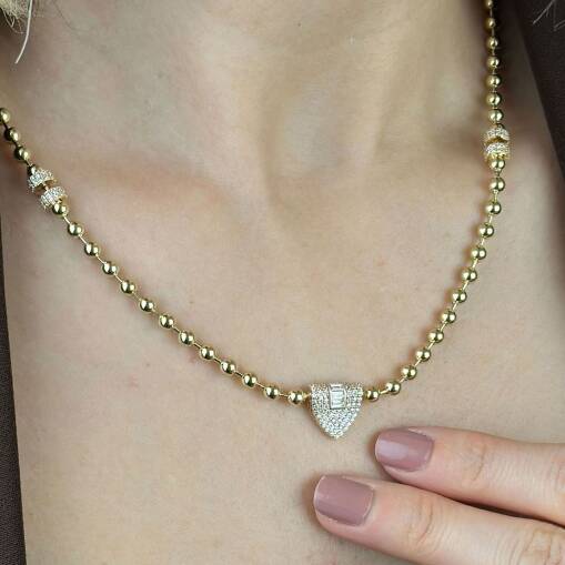 14 Ayar Altın Taşlı Kolye – Baget ve Zarif Tasarım - 5