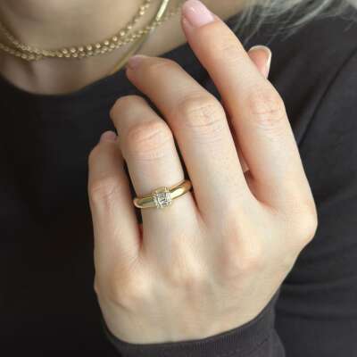 14 Ayar Altın Bar Taşlı Yüzük – Zarif Tasarım - 2